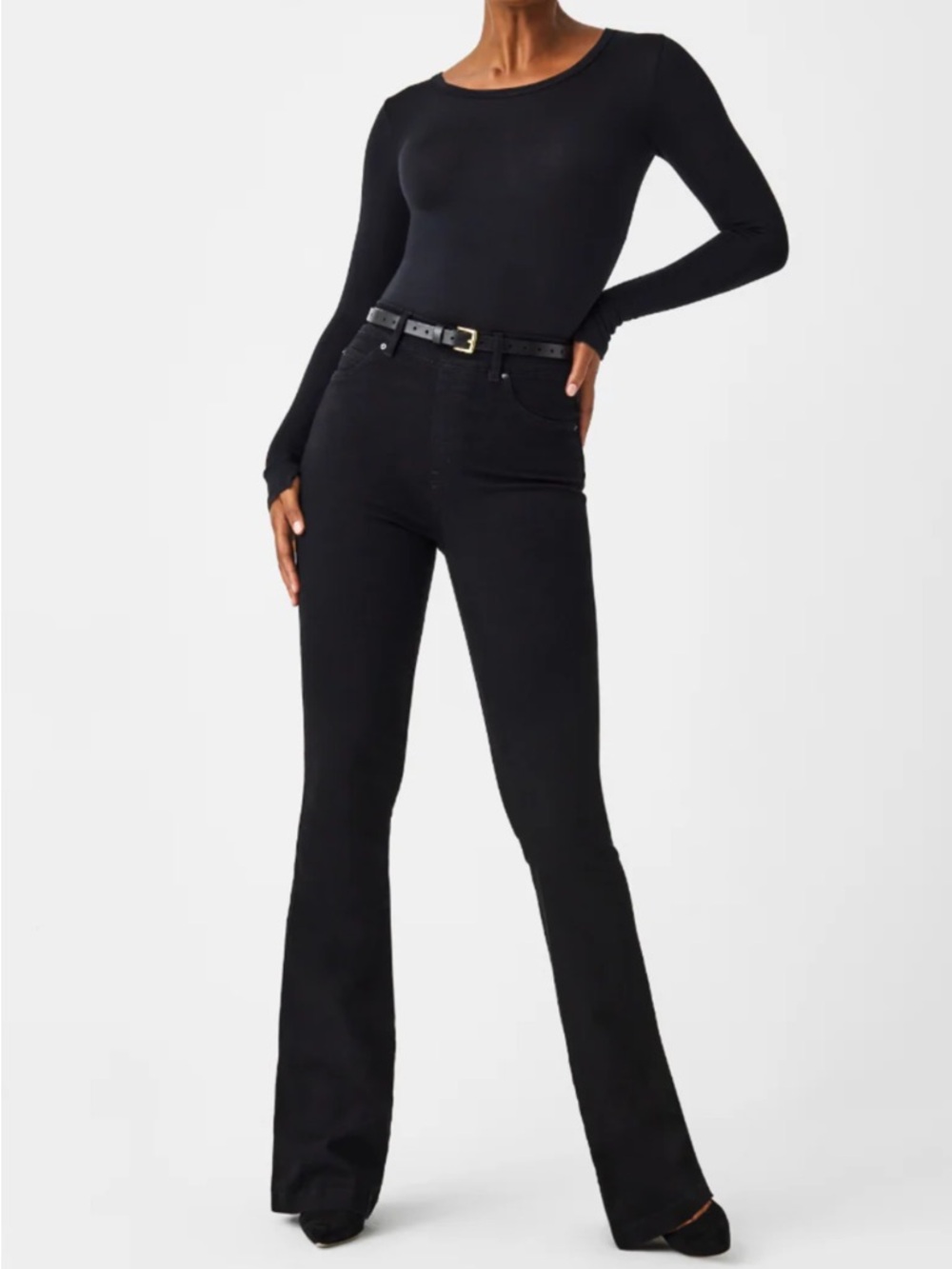 Spanx Flare Jeans, Clean Black